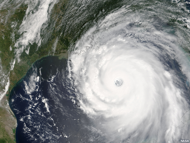 MODIS image of Hurricane Katrina prior to landfall on August 28, 2005.