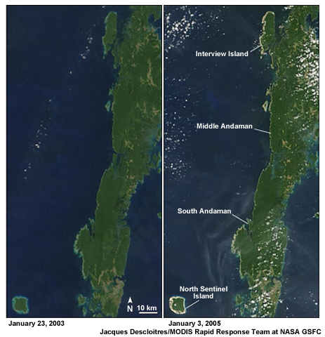 Indian Ocean Tsunami Damage around the perimeter of the Andaman Islands.