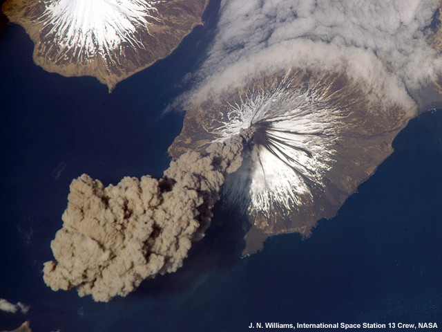 Cleveland Volcano in Alaska's Aleutian Island Chain erupts.