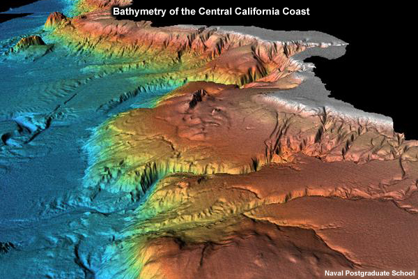 Shaded relief bathymetry of the central California coast