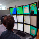 A bank of 16 
monitors at the Alaska and West Coast Tsunami Warning Center