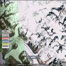 A
 satellite image of glaciers in Alaska. 