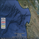 An image of Monterey Bay bathymetry and its surroundings. 