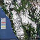 A map of the 
coast of southeast Alaska with fault lines indicated.