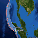 Map of 
the subduction zone off the coast of Sumatra with the 2004 Indian Ocean 
Tsunami and the 2005 Nias Island Tsunami rupture zones marked.