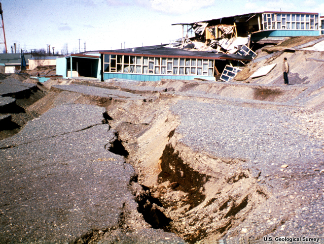 Alaska Earthquake March 27, 1964. Government Hill Elementary School in Anchorage which was destroyed by the Government Hill landslide.
