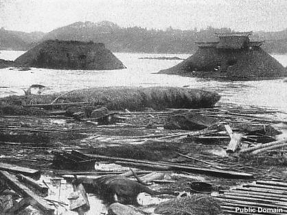 Aftermath of the 1896 Sanriku Meiji earthquake and tsunami in Japan.